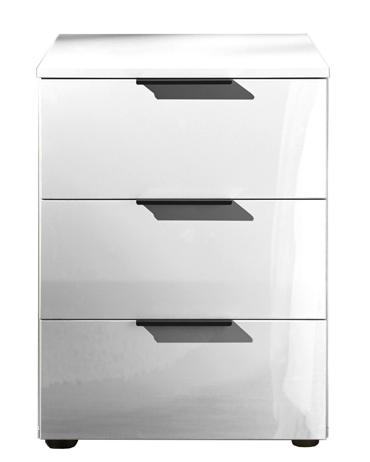 NOĆNI ORMARIĆ bijela visoki sjaj   - bijela visoki sjaj/crna, Moderno, drvni materijal/metal (46/61,5/42cm) - Hom`in