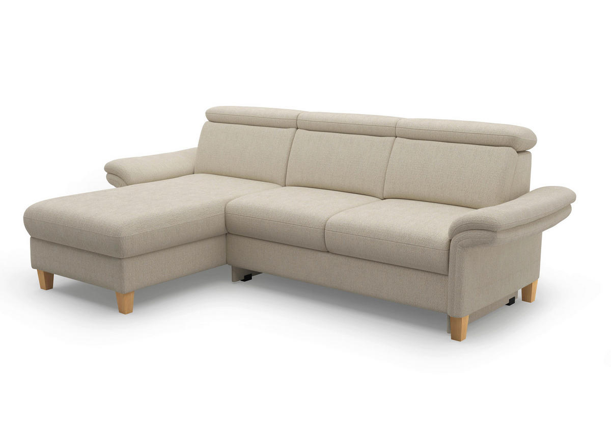 ECKSOFA GLENDALE E Sandfarben Chenille  - Sandfarben/Eichefarben, KONVENTIONELL, Holz/Textil (166/253cm) - Sit & More