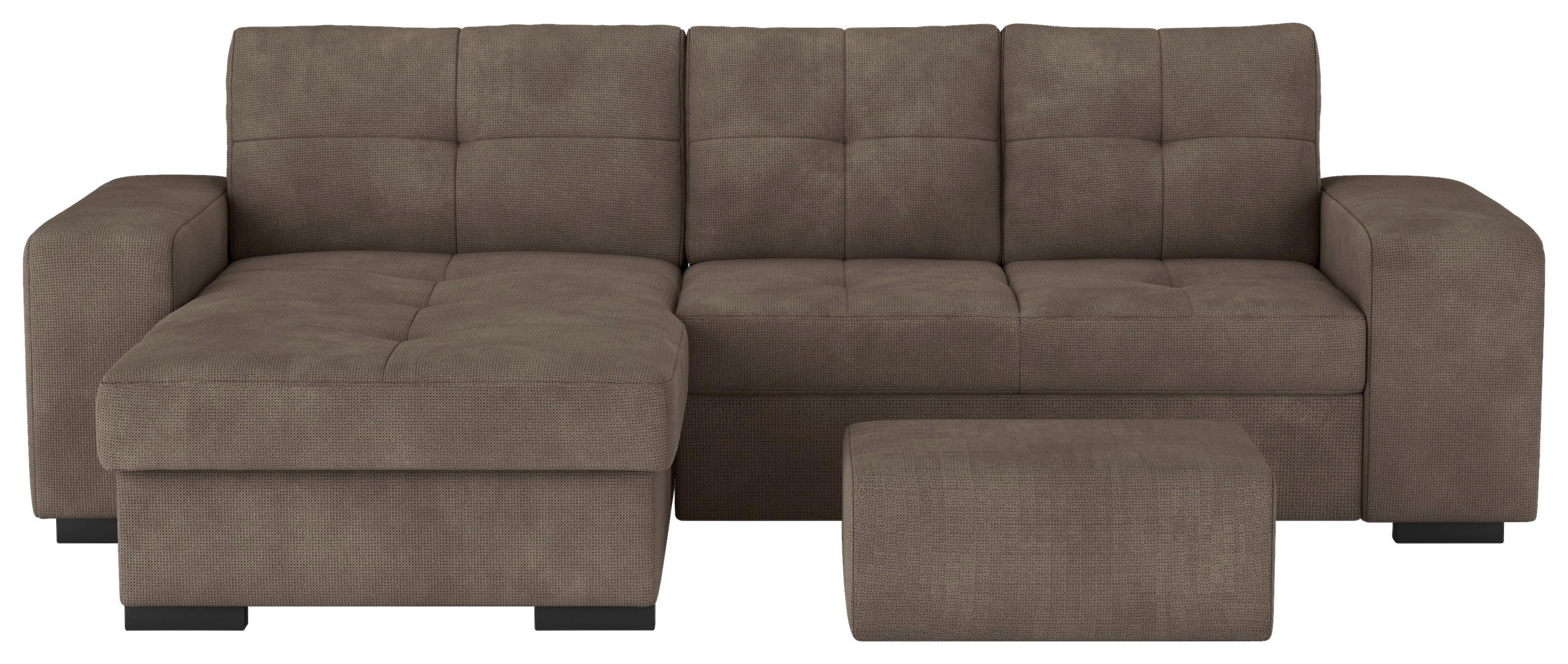 ECKSCHLAFSOFA in Mikrofaser Taupe  - Taupe/Schwarz, MODERN, Kunststoff/Textil (156/268cm) - MID.YOU