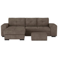 ECKSCHLAFSOFA in Mikrofaser Taupe  - Taupe/Schwarz, MODERN, Kunststoff/Textil (156/268cm) - MID.YOU