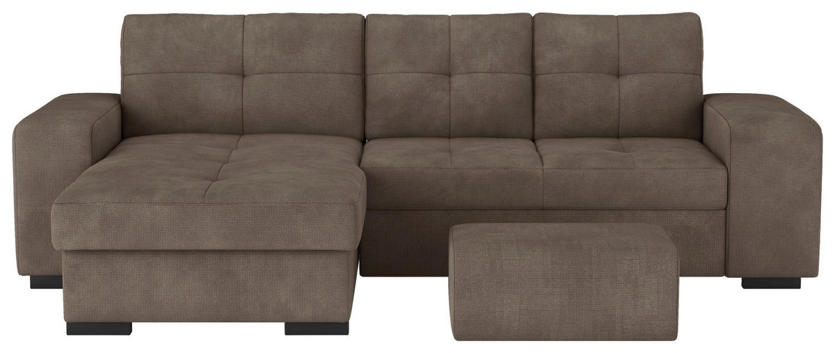 ECKSCHLAFSOFA in Mikrofaser Taupe  - Taupe/Schwarz, MODERN, Kunststoff/Textil (156/268cm) - MID.YOU