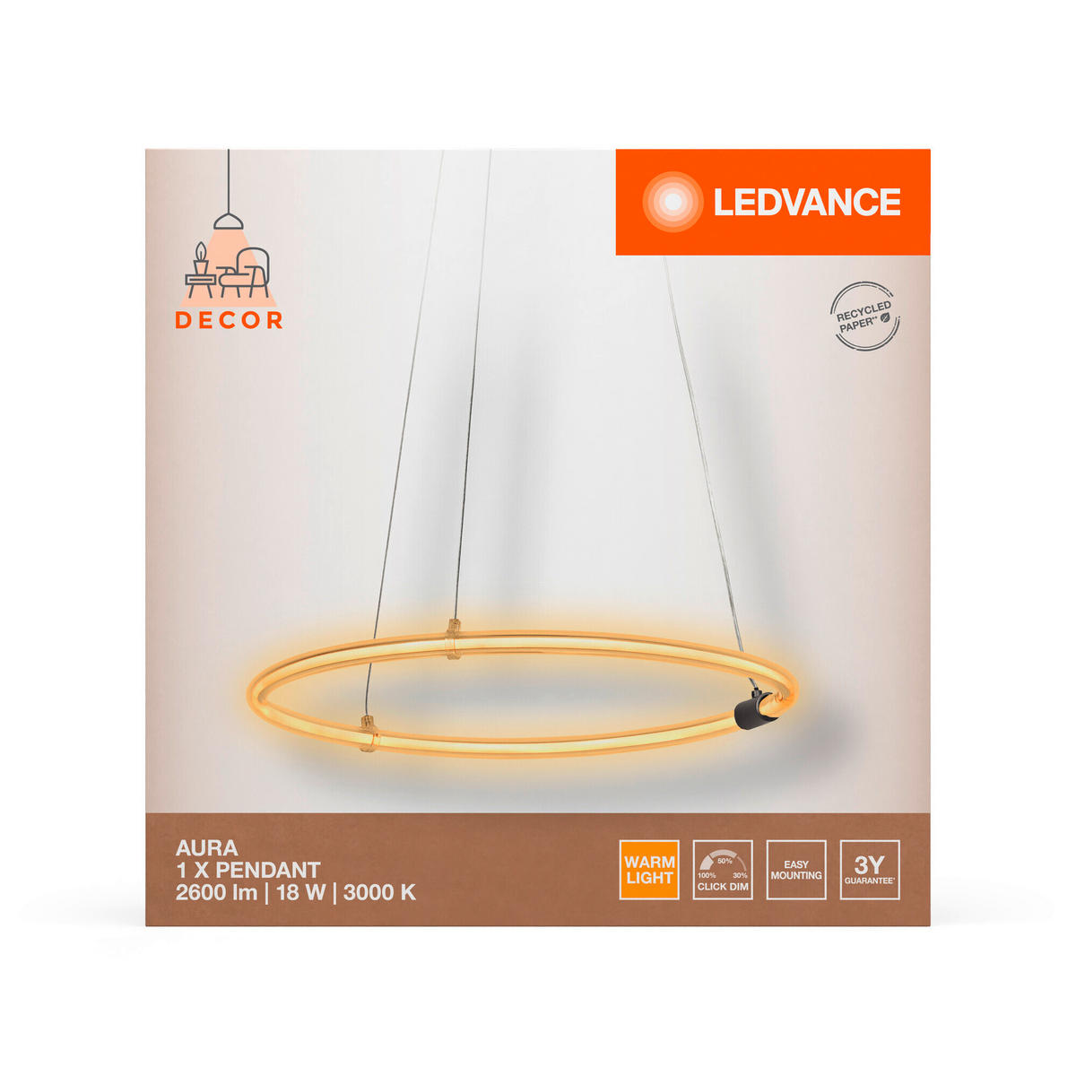 LED-PENDELLEUCHTE 49,8/70 cm  - Dunkelgrau, KONVENTIONELL, Kunststoff (49,8/70cm) - Ledvance
