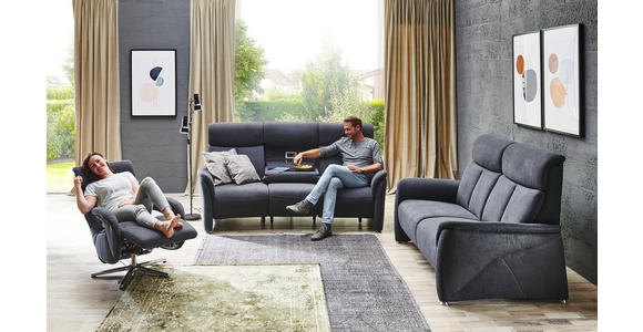 TRAPEZSOFA in Textil Dunkelgrau - Dunkelgrau/Alufarben, KONVENTIONELL, Textil (217/108/106cm) - Cantus