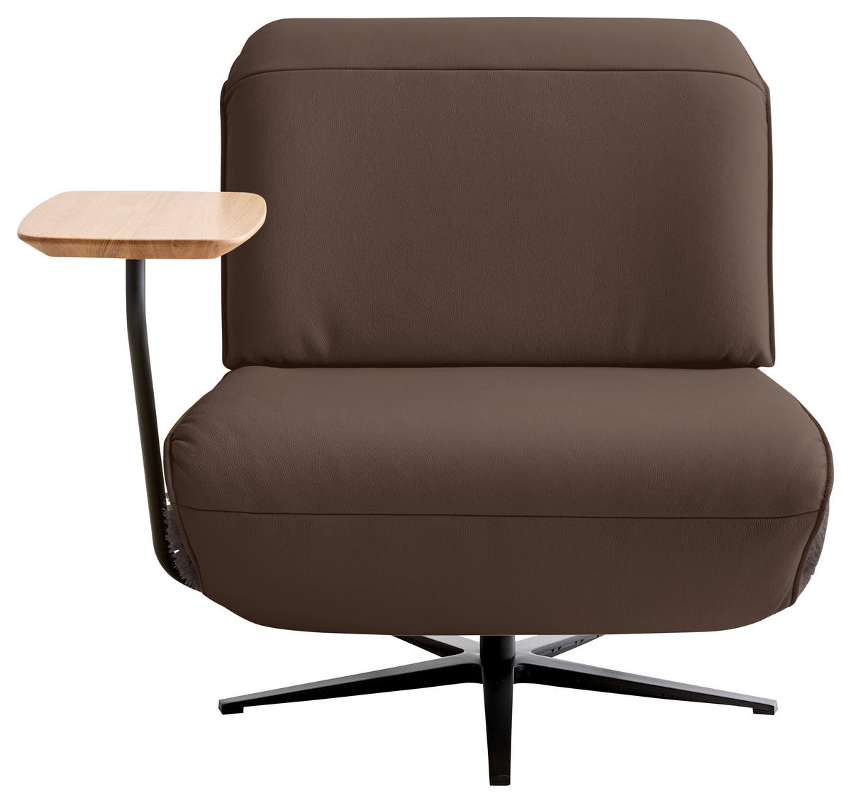 SESSEL in Hochflor Echtleder Braun  - Beige/Schwarz, Design, Leder/Textil (84/65/91cm) - Koinor