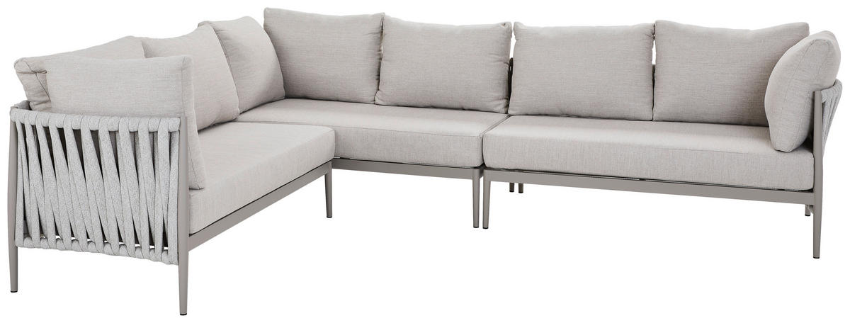 LOUNGEGARNITUR 229/296 cm Aluminium  - Beige/Hellgrau, Design, Textil/Metall (229/296cm) - Amatio