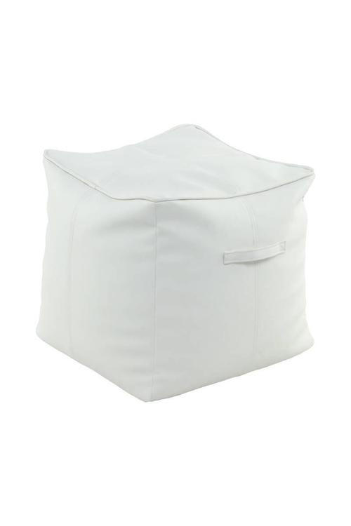 TABURETKA „PUFF“, 45/45/45 cm - biela, Basics, textil/plast (45/45/45cm)