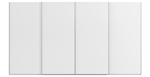 SCHWEBETÜRENSCHRANK 400/223/68 cm 4-türig Weiß, Weiß Hochglanz  - Weiß Hochglanz/Alufarben, Basics, Holzwerkstoff/Metall (400/223/68cm) - Novel
