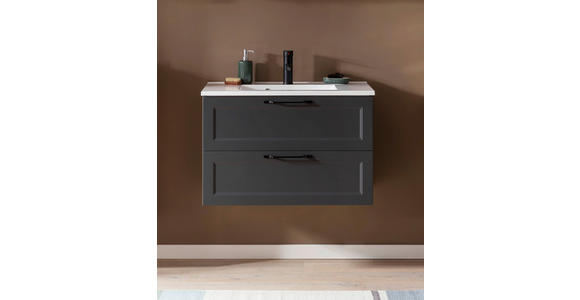 WASCHTISCHKOMBI 80 cm - Schwarz/Graphitfarben, KONVENTIONELL, Holzwerkstoff/Stein (80cm) - Xora