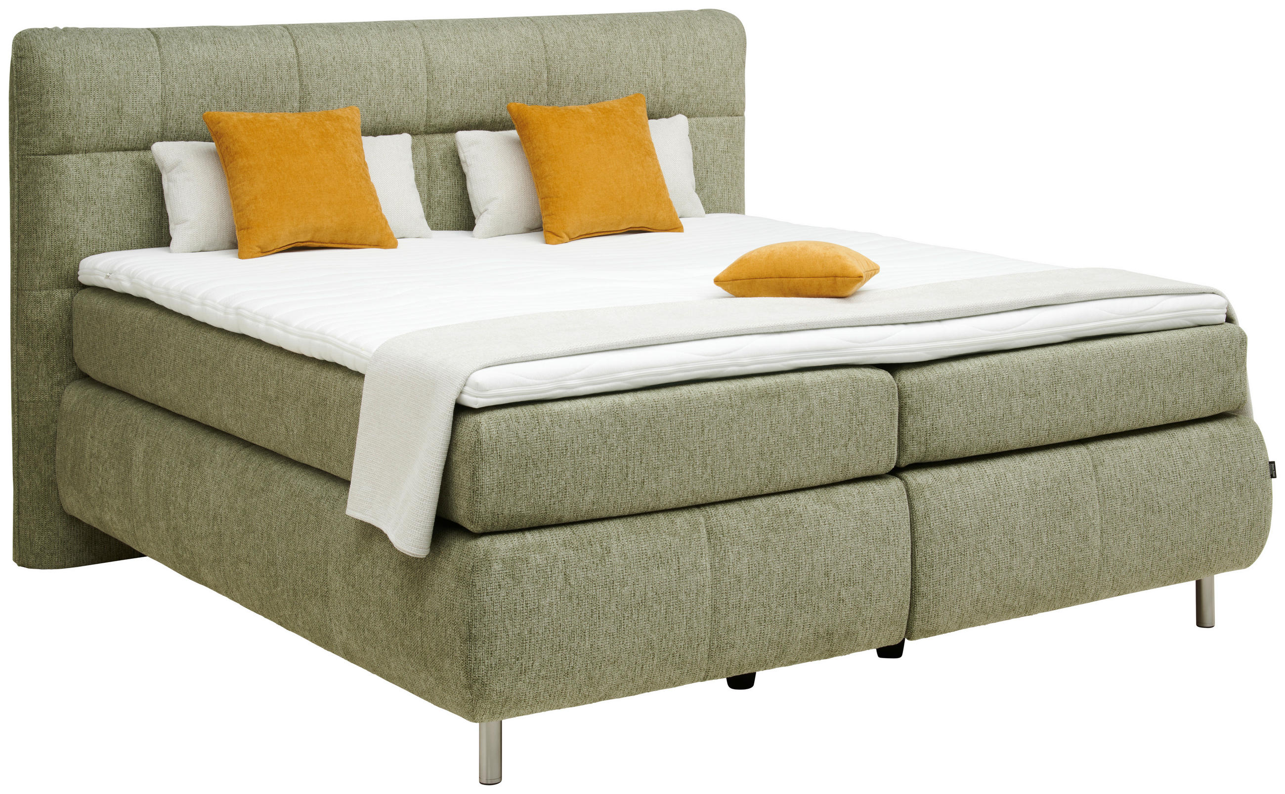 BOXSPRING-ÁGY 160/200 cm  világoszöld  - alumínium színű/világoszöld, Konventionell, textil/fém (160/200cm) - Dieter Knoll