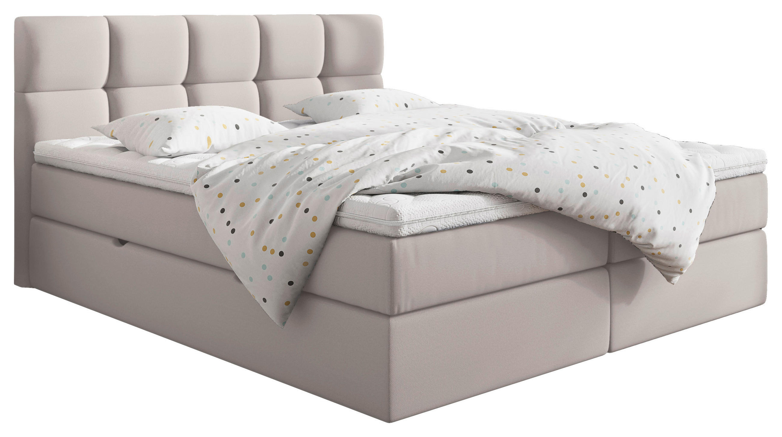 BOXSPRINGBETT 160/200 cm in Hellgrau - Hellgrau/Schwarz, Lifestyle, Holz/Holzwerkstoff (160/200cm) - Livetastic