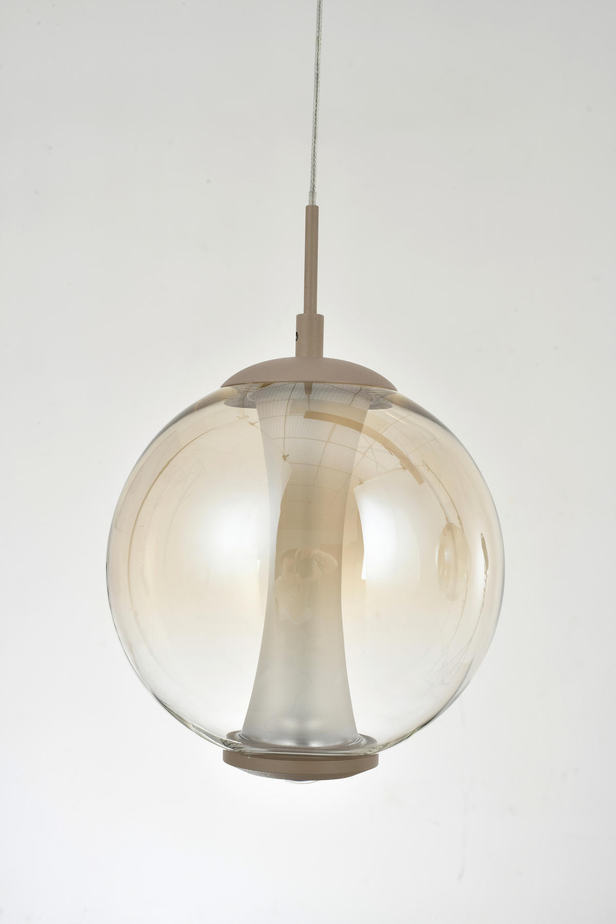 LED-HÄNGELEUCHTE Orleans 94/150/18 cm  - Sandfarben, Design, Glas/Metall (94/150/18cm)