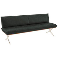 SITZBANK in Holz, Metall, Leder Edelstahlfarben, Dunkelgrün  - Dunkelgrün/Edelstahlfarben, Design, Leder/Holz (214/88/66cm) - Koinor