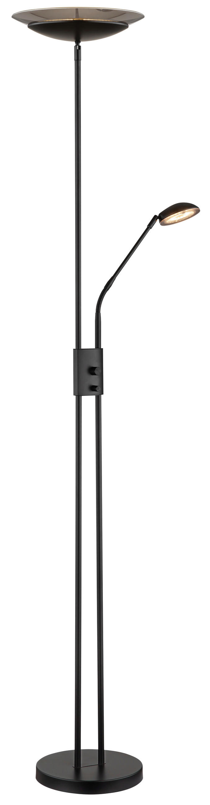 LED-STEHLEUCHTE - Schwarz, Konventionell, Glas/Kunststoff (30/178,5cm) - Globo