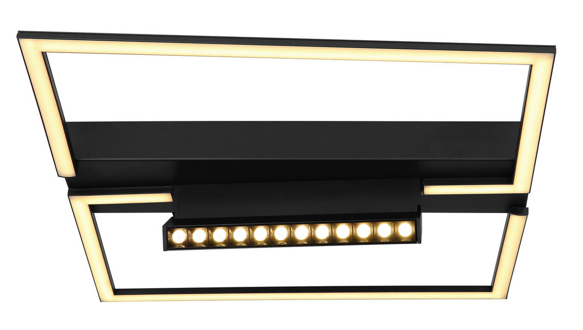 LED-DECKENLEUCHTE 35 W    42/42/11 cm  - Opal/Schwarz, Design, Kunststoff/Metall (42/42/11cm) - Globo