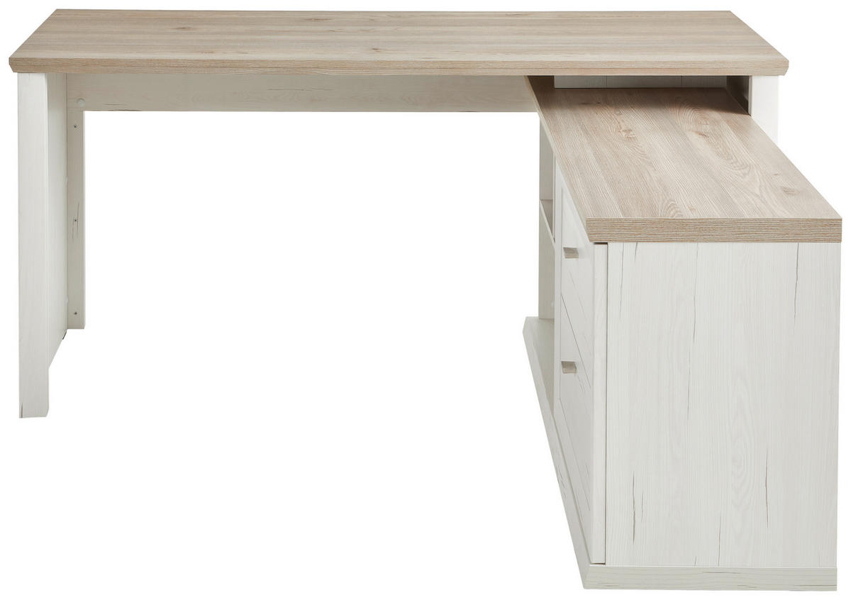 ROHOVÝ PÍSACÍ STÔL, sivá, biela, 160/145,3/76 cm - sivá/biela, Modern, kompozitné drevo (160/145,3/76cm) - Hom`in