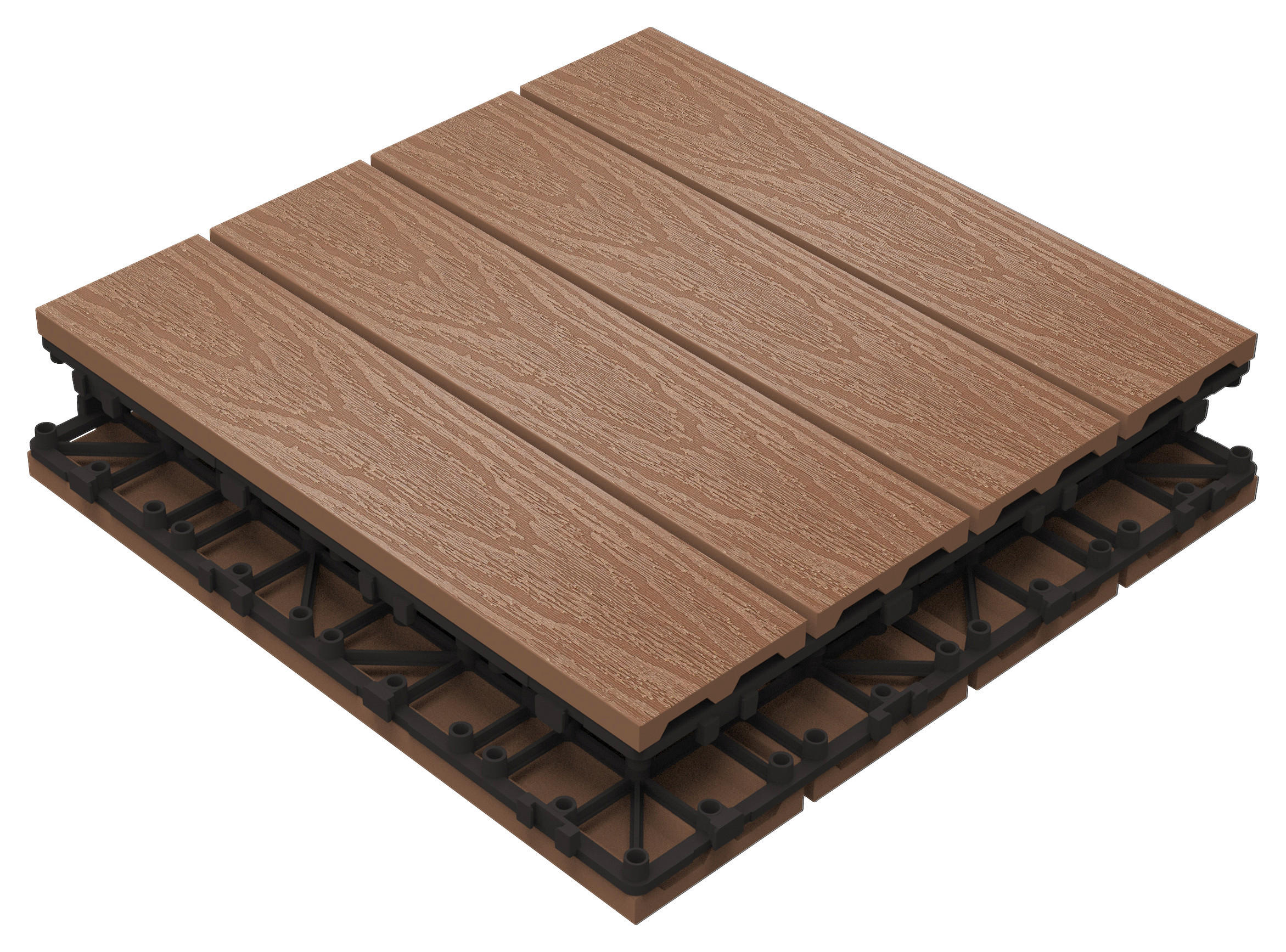 TERRASSENFLIESE 11 Stück  - Teakfarben, KONVENTIONELL, Holzwerkstoff (30/30/2,1cm) - Ambia Garden