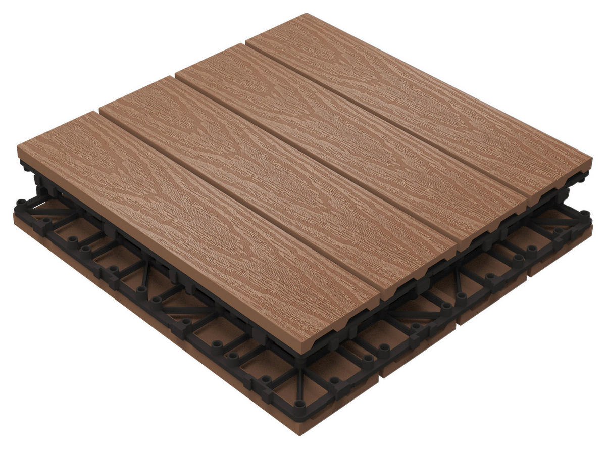 TERRASSENFLIESE 11 Stück  - Teakfarben, KONVENTIONELL, Holzwerkstoff (30/30/2,1cm) - Ambia Garden
