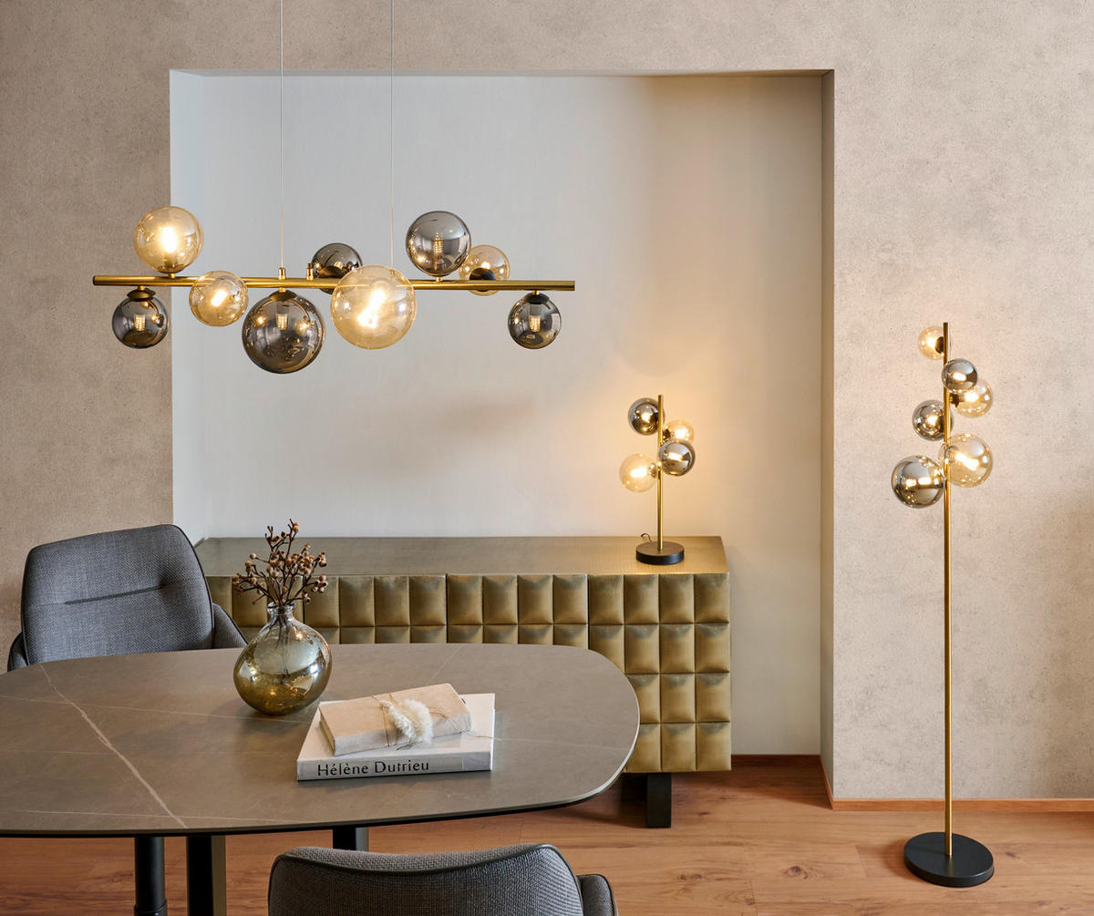 LED-HÄNGELEUCHTE 86,6/36/120 cm    - Goldfarben/Bernsteinfarben, Lifestyle, Glas/Metall (86,6/36/120cm) - Dieter Knoll