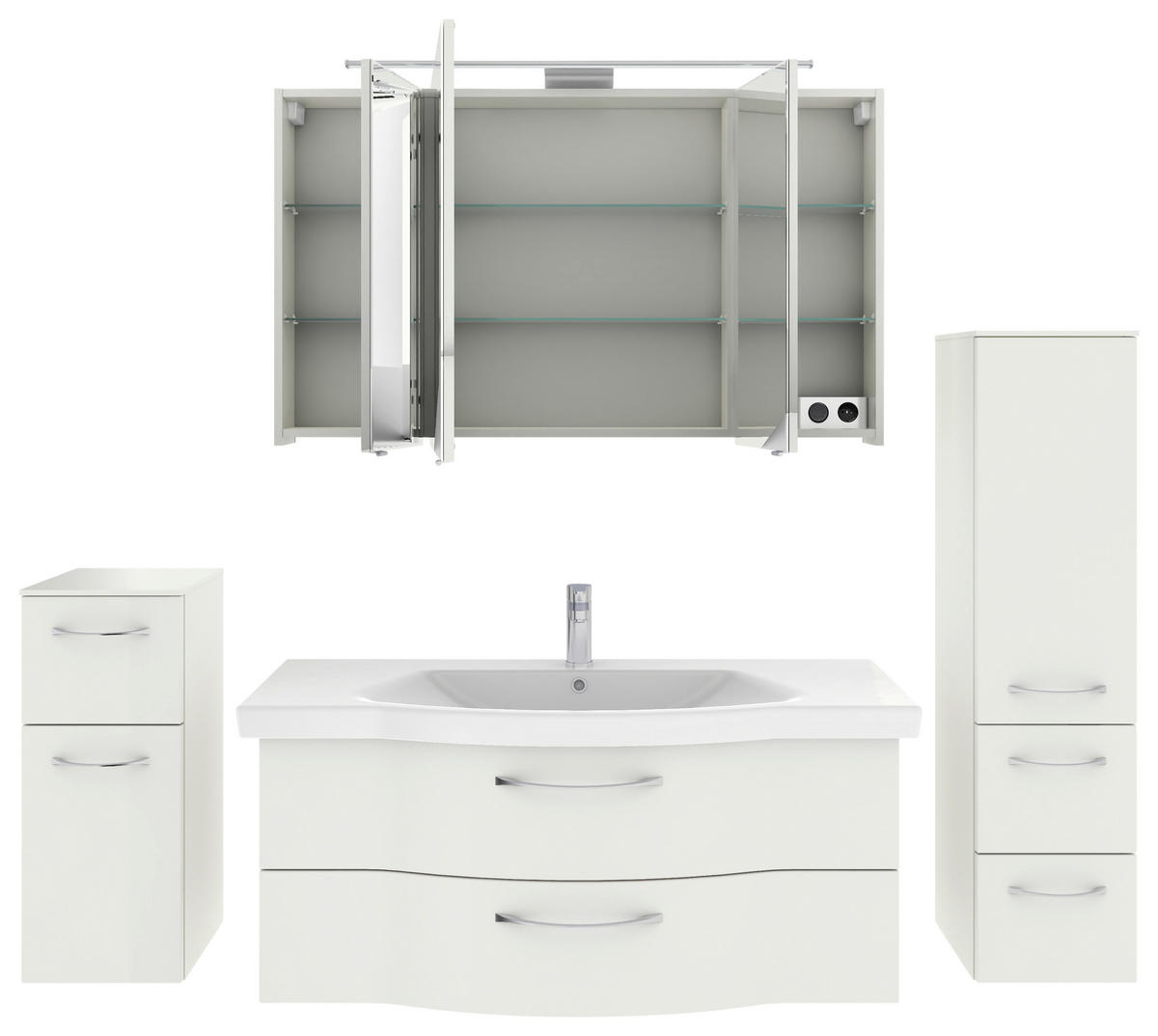 BADEZIMMER 5-teilig  in 182 cm  - Chromfarben/Weiß Hochglanz, KONVENTIONELL, Glas/Keramik (182cm) - Pelipal