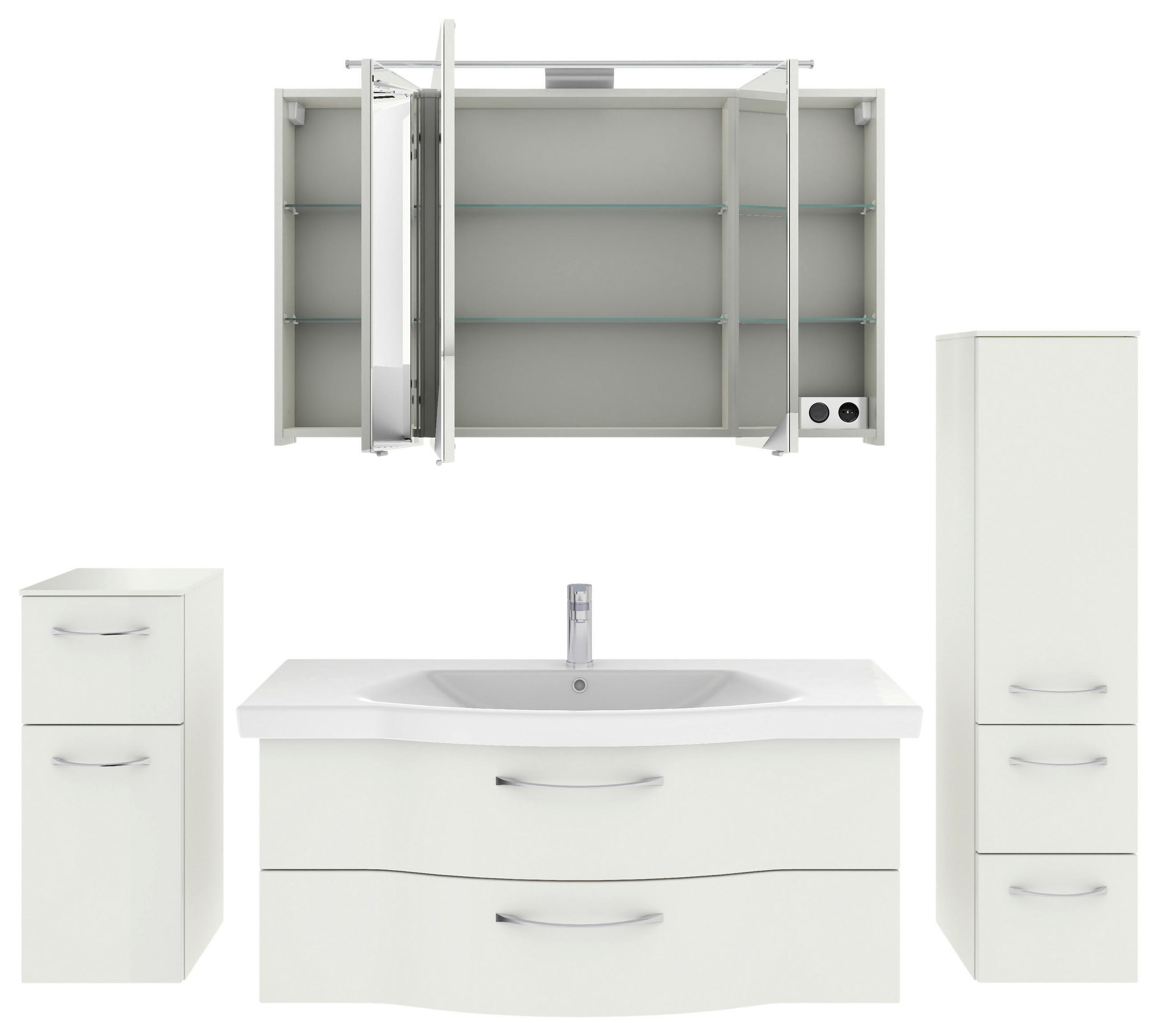 Thumbnail - Pelipal Badezimmer 6005, Weiß, Weiß Hochglanz, Metall, 5-teilig, 9 Fächer, insgesamt: 5,2 Schubladen, 182 cm, Made in Ge...