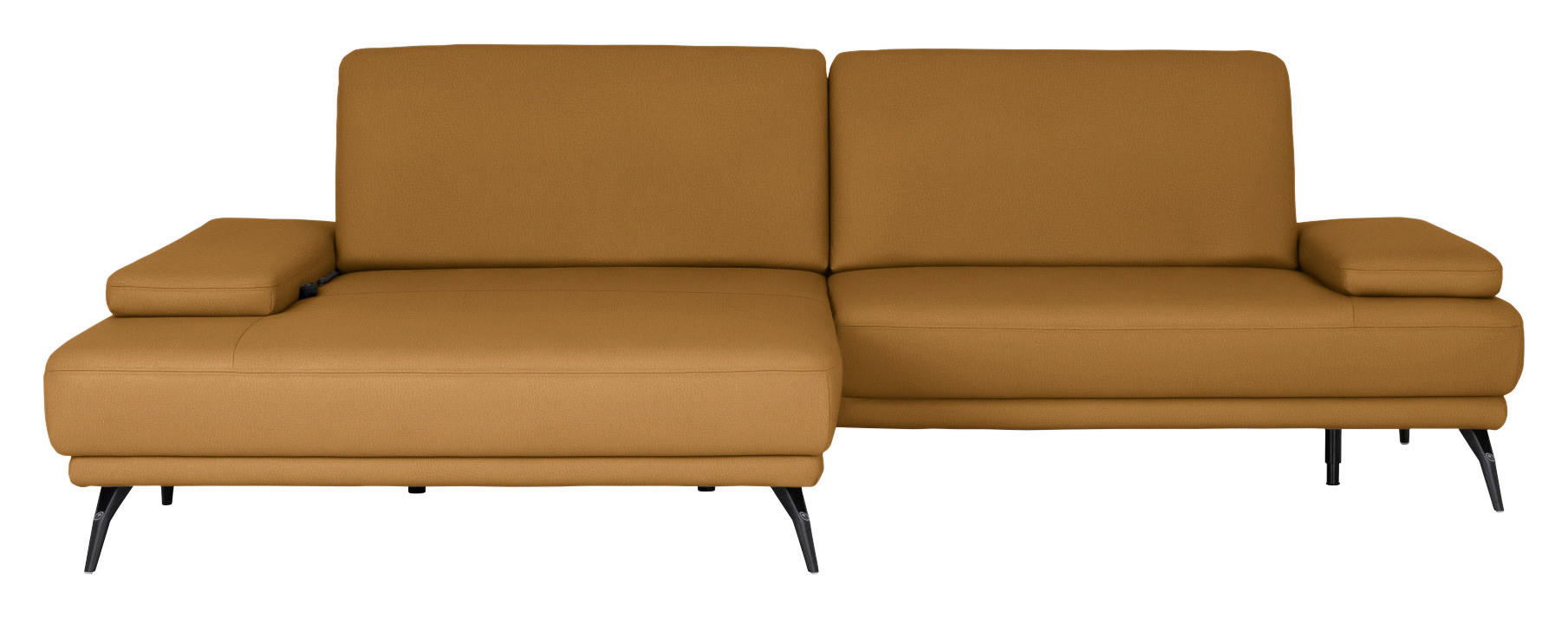 ECKSOFA Echtleder Senfgelb  - Senfgelb/Schwarz, Konventionell, Leder/Metall (180/301cm) - Joop!