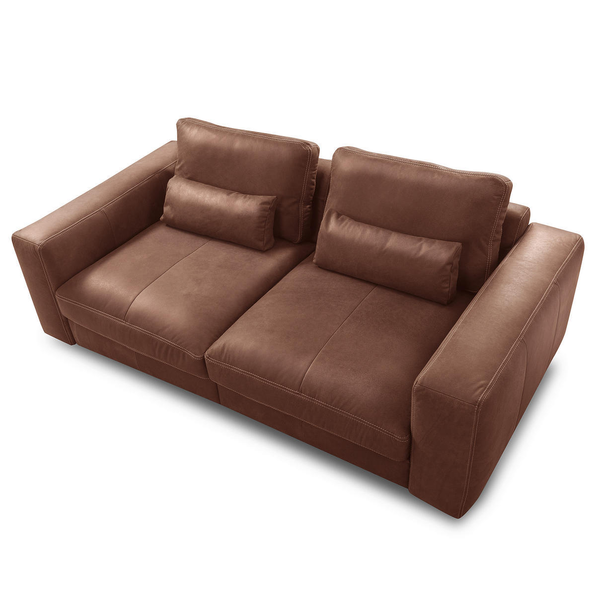 2-SITZER-SOFA  in Echtleder Braun   - Beige/Schwarz, Design, Leder/Kunststoff (240/85/123cm) - Livetastic