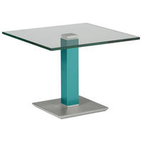 BEISTELLTISCH in Metall, Glas 60/60/46-65 cm  - Türkis/Edelstahlfarben, Design, Glas/Kunststoff (60/60/46-65cm)