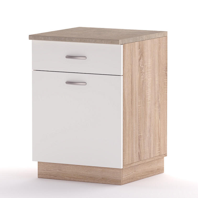 DONJI KUHINJSKI ELEMENT  60/83/55 cm  - sonoma hrast/bela, Dizajnerski, metal/pločasti materijal (60/83/55cm) - Boxxx