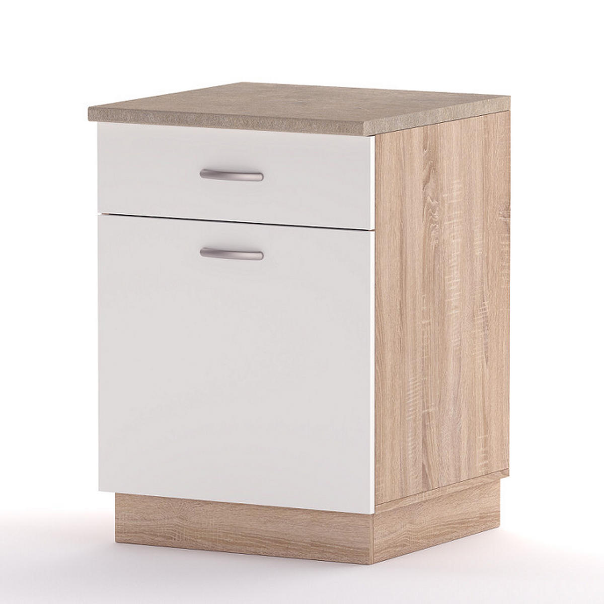 DONJI KUHINJSKI ELEMENT  60/83/55 cm  - sonoma hrast/bela, Dizajnerski, metal/pločasti materijal (60/83/55cm) - Boxxx