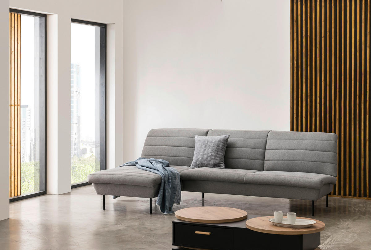 ECKSOFA in Webstoff Graubraun  168/274 cm  - Graubraun/Schwarz, Design, Textil/Metall (168/274cm) - LOOKS by W.Joop