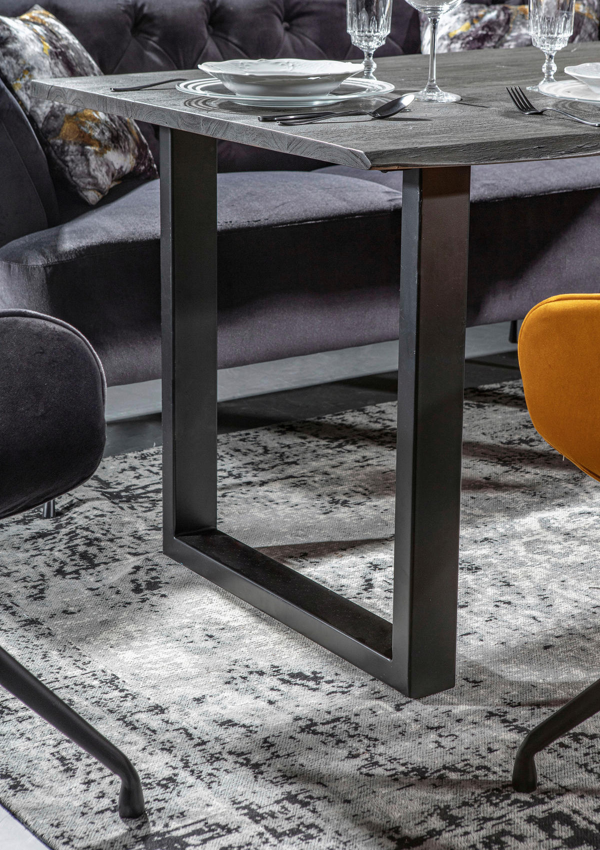 ESSTISCH in Holz 160/90/76 cm  - Schwarz/Grau, ROMANTIK / LANDHAUS, Holz/Metall (160/90/76cm) - Landscape