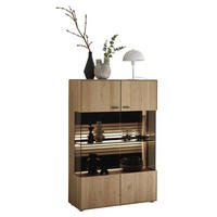 HIGHBOARD Wildeiche  91,9/138,3/37,1 cm  - Wildeiche/Dunkelgrau, Natur, Glas/Holz (91,9/138,3/37,1cm) - Valdera