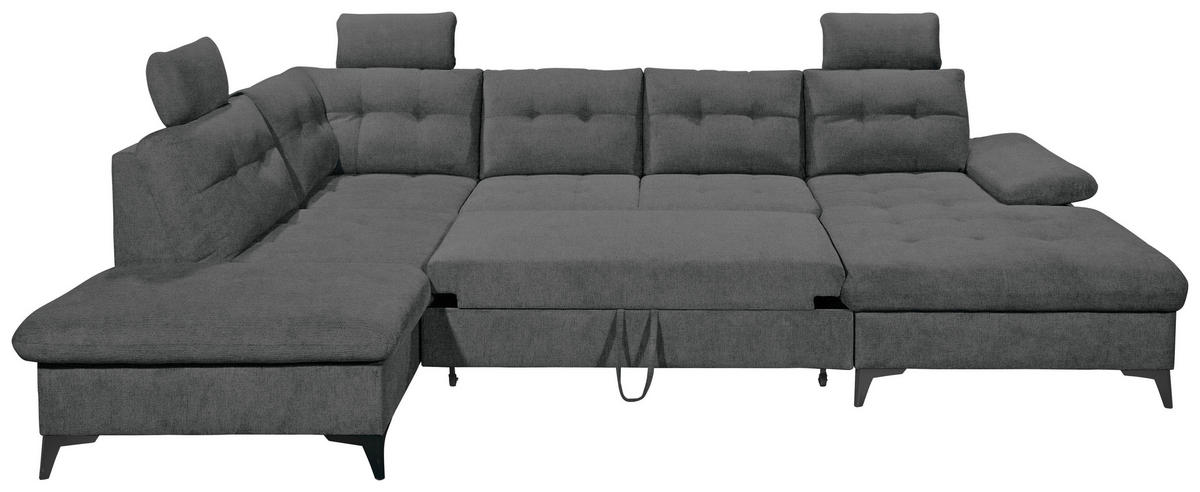 WOHNLANDSCHAFT in Webstoff Graphitfarben  - Schwarz/Graphitfarben, Konventionell, Kunststoff/Textil (218/324/170cm) - MID.YOU