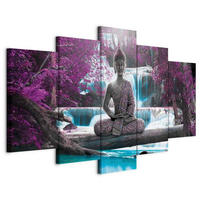 LEINWANDBILD Landschaft und Natur, Buddha Grau, Violett  - Violett/Grau, Basics, Holzwerkstoff/Textil (200/100/1.2cm) - artgeist