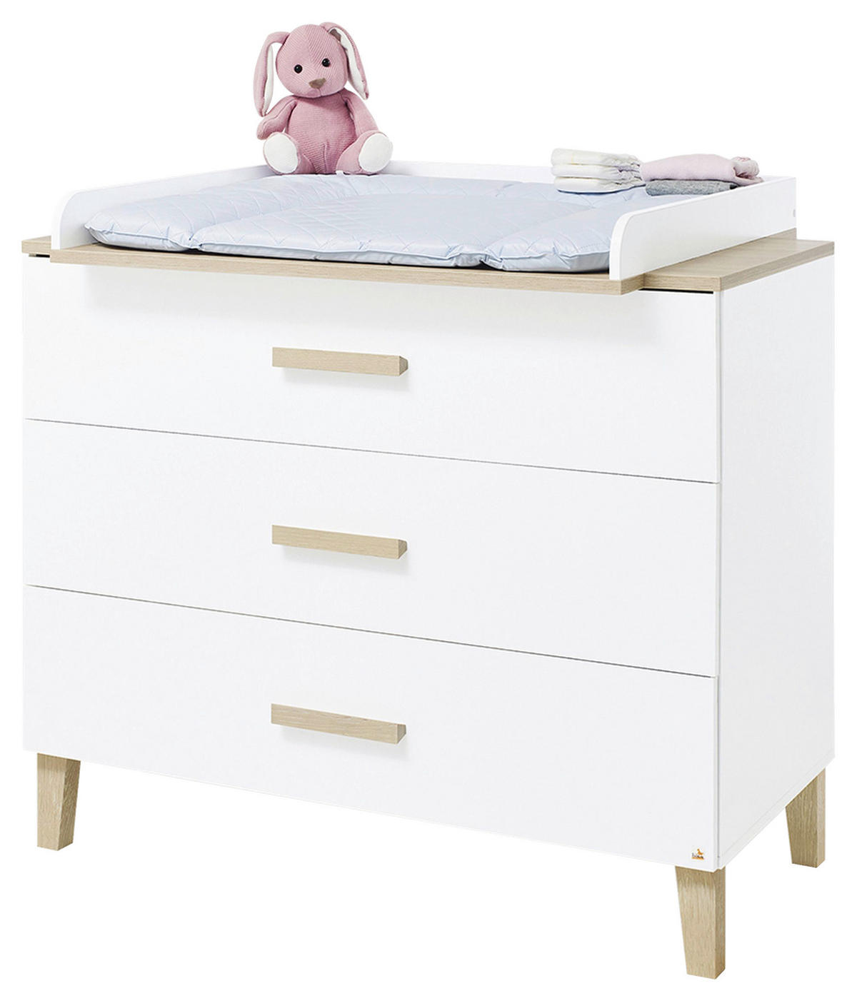 WICKELKOMMODE LUMI 110/101/56-77 cm  - Eichefarben/Weiß, Design, Holz/Holzwerkstoff (110/101/56-77cm) - Pinolino