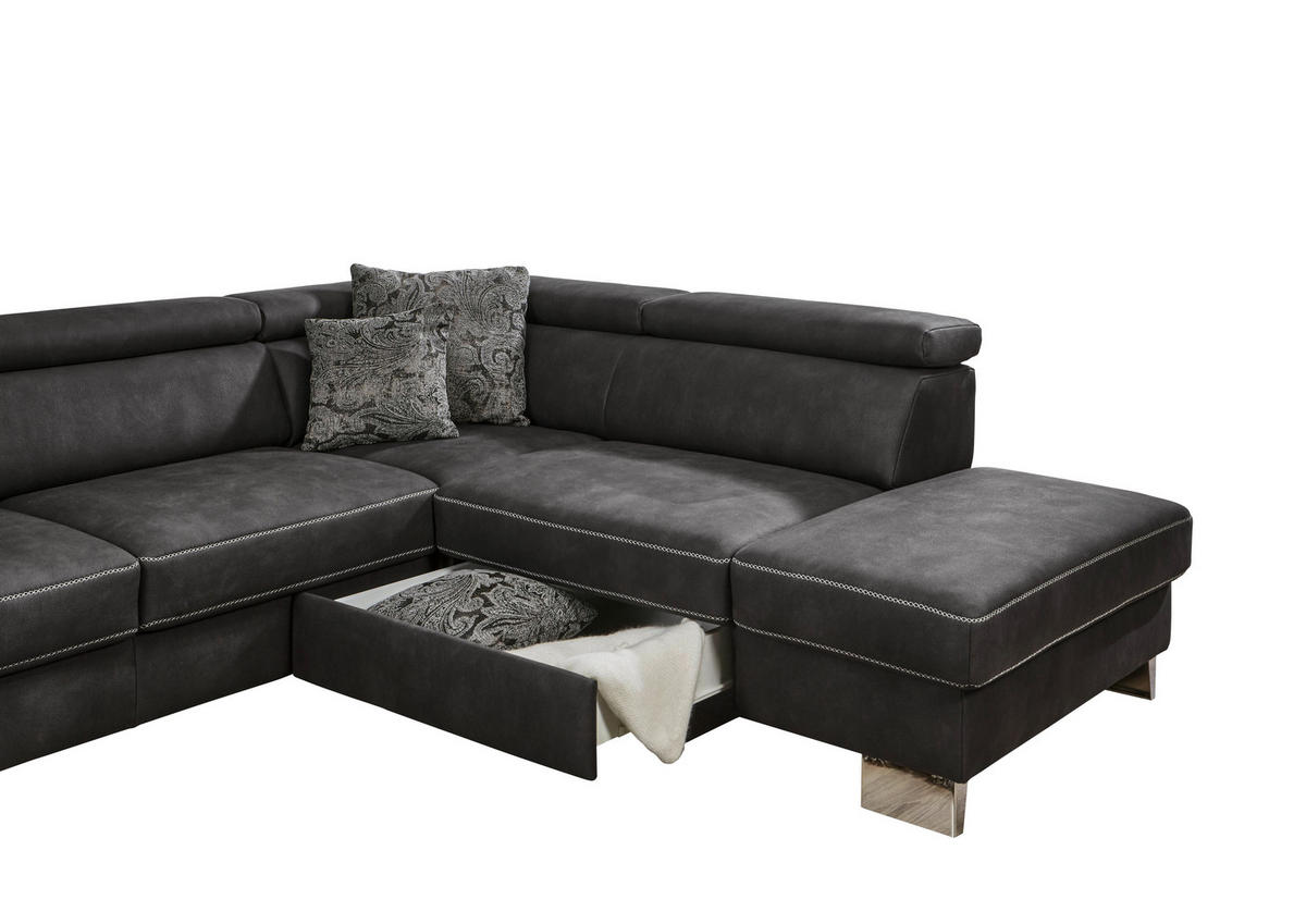 SEDEŽNA GARNITURA, antracit  - siva/bež, Design, kovina/tekstil (273/226cm) - Beldomo System