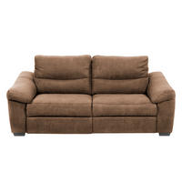 2,5-SITZER Flachgewebe Braun  - Schwarz/Braun, Design, Holz/Textil (214/97/97cm) - Livetastic