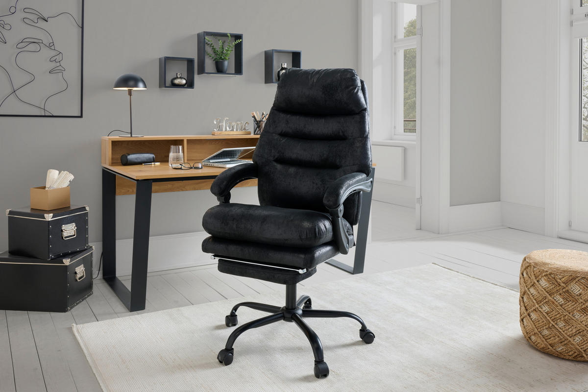 DIREKTORSKI STOL kovina, tekstil črna  - črna, Moderno, kovina/umetna masa (64/114/122/72cm) - MID.YOU