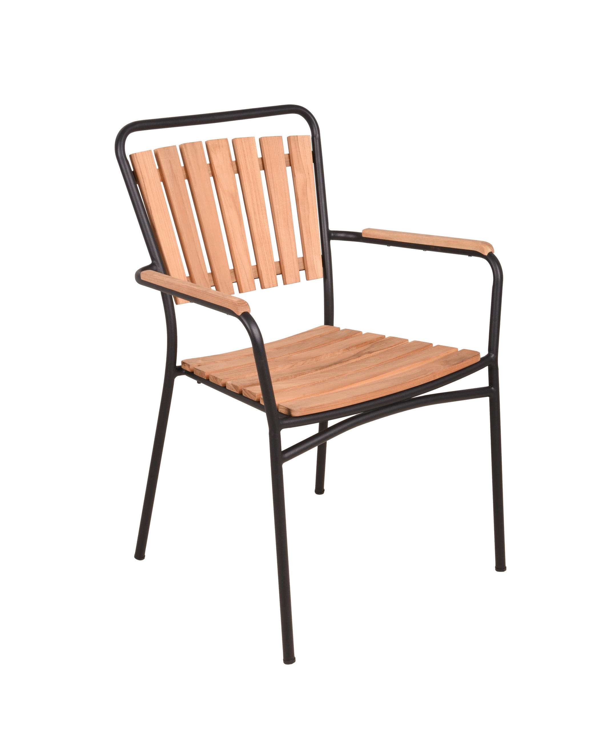 STAPELSTUHL Teakholz Stahl Braun, Schwarz  - Schwarz/Braun, Basics, Holz/Metall (60/91/63cm) - Gardenson