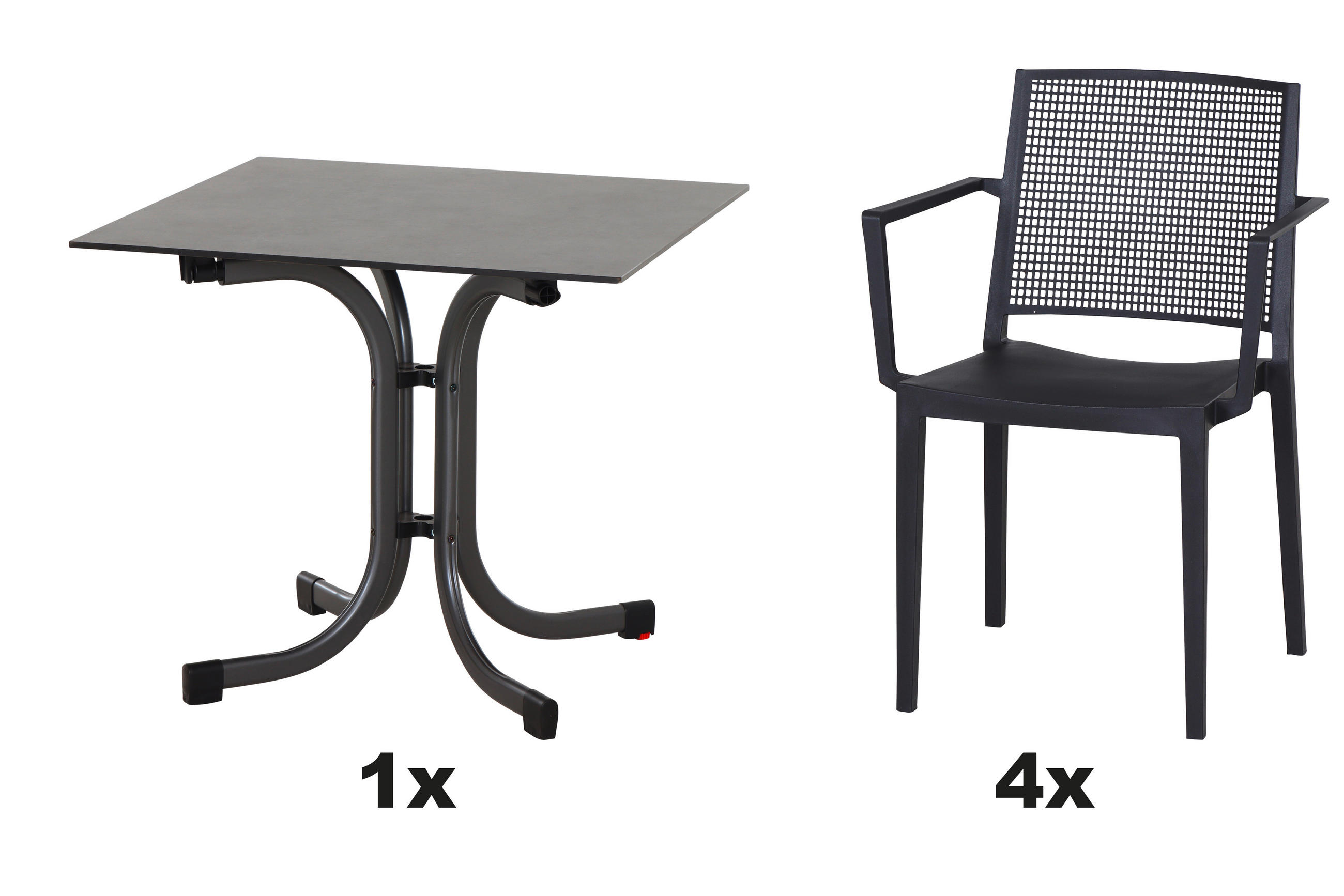 GARTENGARNITUR 5-teilig  - Anthrazit, Basics, Holzwerkstoff/Kunststoff (80/80/80cm) - Siena Garden