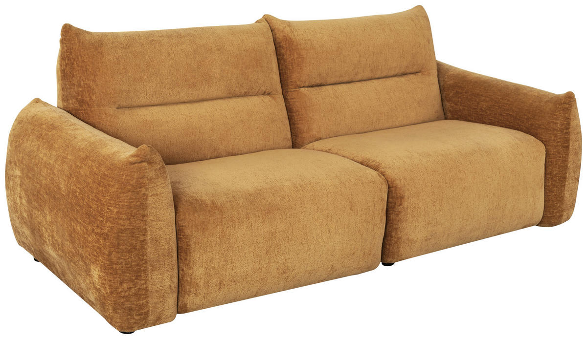 2-SITZER-SOFA Chenille Goldfarben  - Goldfarben/Schwarz, MODERN, Kunststoff/Textil (216/89/92cm) - MID.YOU