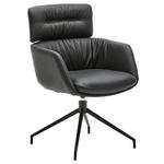 ARMLEHNSTUHL  in Eisen Echtleder pigmentiert  - Schwarz, Design, Leder/Metall (62/92/66cm) - Dieter Knoll