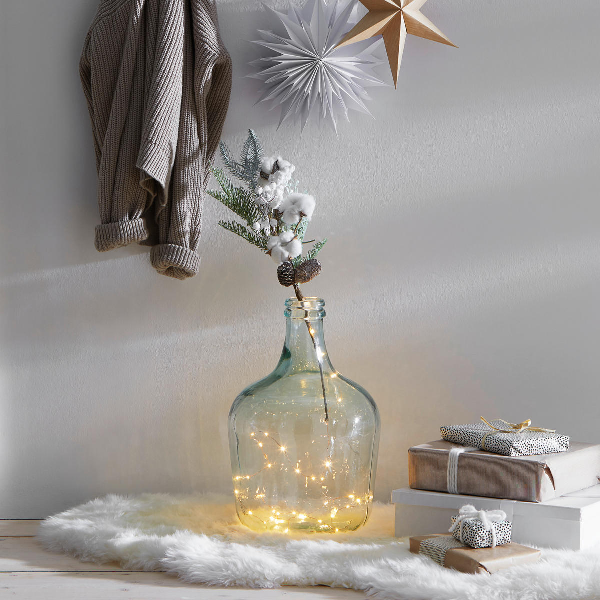 VASE 42 cm  - Olivgrün, Basics, Glas (27/42cm) - Ambia Home