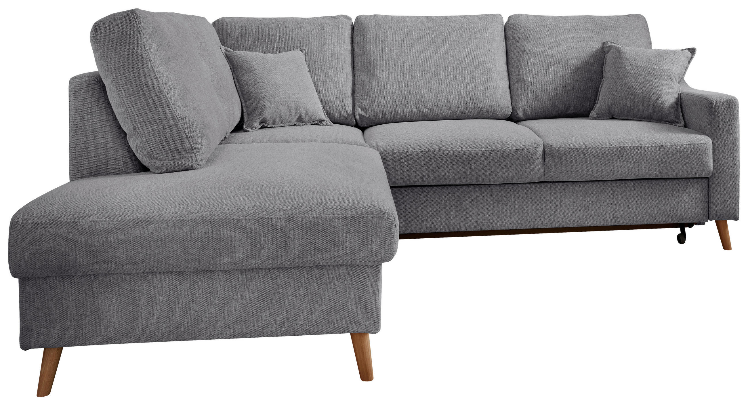 ECKSOFA in Chenille Dunkelgrau  - Dunkelgrau/Naturfarben, Konventionell, Holz/Textil (200/230cm) - Livetastic