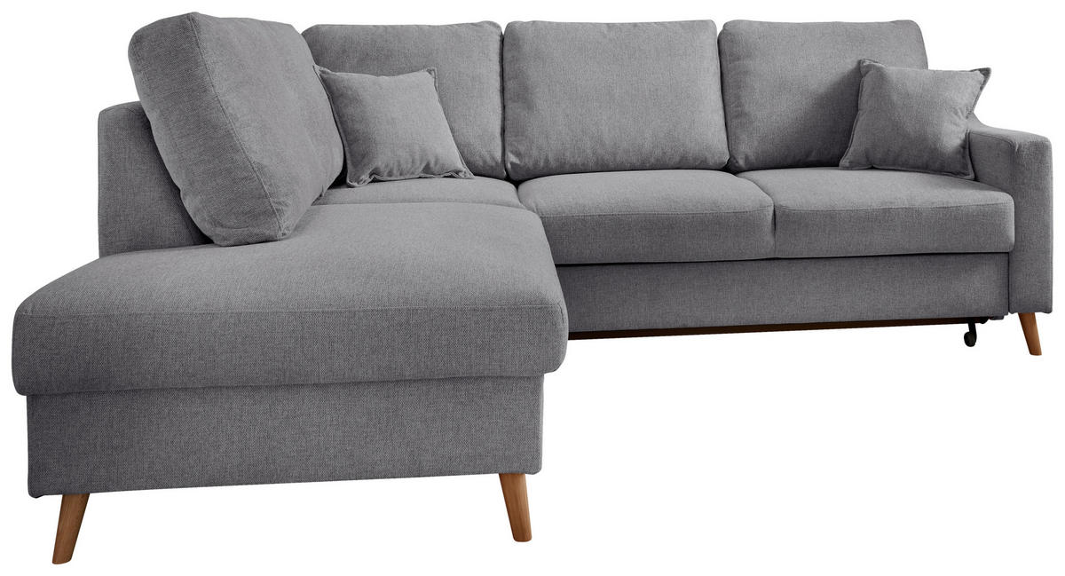 ECKSOFA in Chenille Dunkelgrau  - Dunkelgrau/Naturfarben, Konventionell, Holz/Textil (200/230cm) - Livetastic