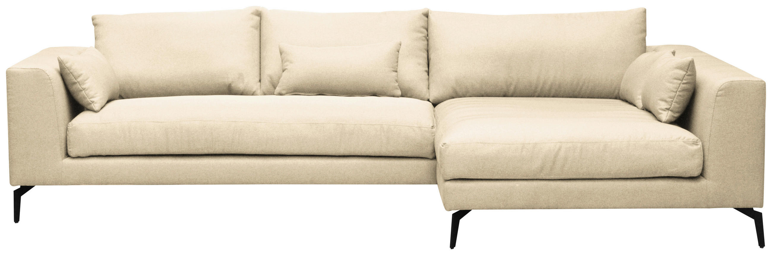 ECKSOFA in Flachgewebe Creme  - Creme/Schwarz, Design, Textil/Metall (313/172cm) - Livetastic