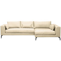 ECKSOFA in Flachgewebe Creme  - Creme/Schwarz, Design, Textil/Metall (313/172cm) - Livetastic