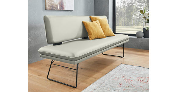 SITZBANK in Metall, Textil Schwarz, Hellgrau  - Hellgrau/Schwarz, Design, Textil/Metall (195/91/65cm) - Dieter Knoll