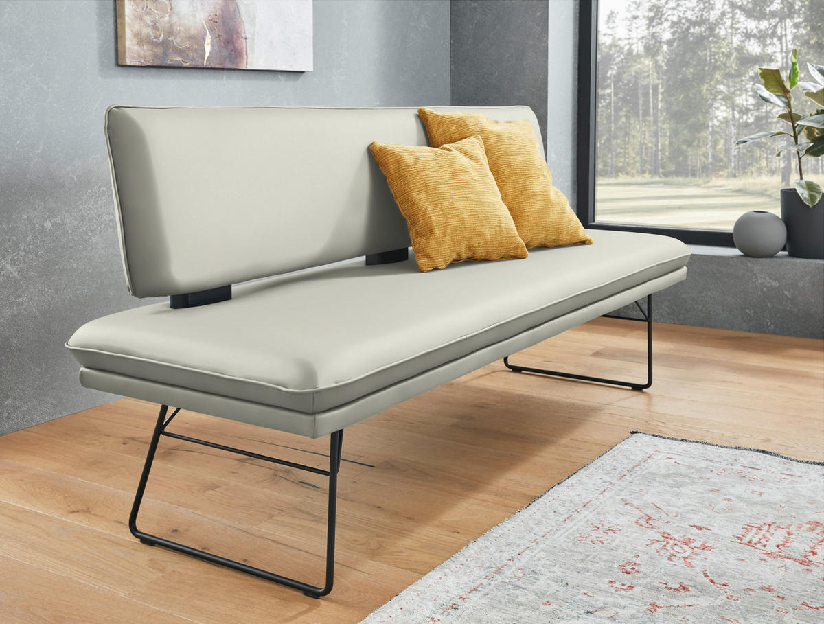 SITZBANK in Metall, Textil Schwarz, Hellgrau  - Hellgrau/Schwarz, Design, Textil/Metall (195/91/65cm) - Dieter Knoll