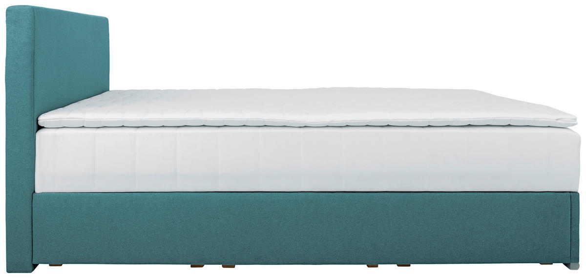 BOXBETT 90/200 cm,  in Petrol, Matratze, Bettkasten, Topper, H3 = fest  - Chromfarben/Petrol, KONVENTIONELL, Kunststoff/Textil (90/200cm) - Boxxx